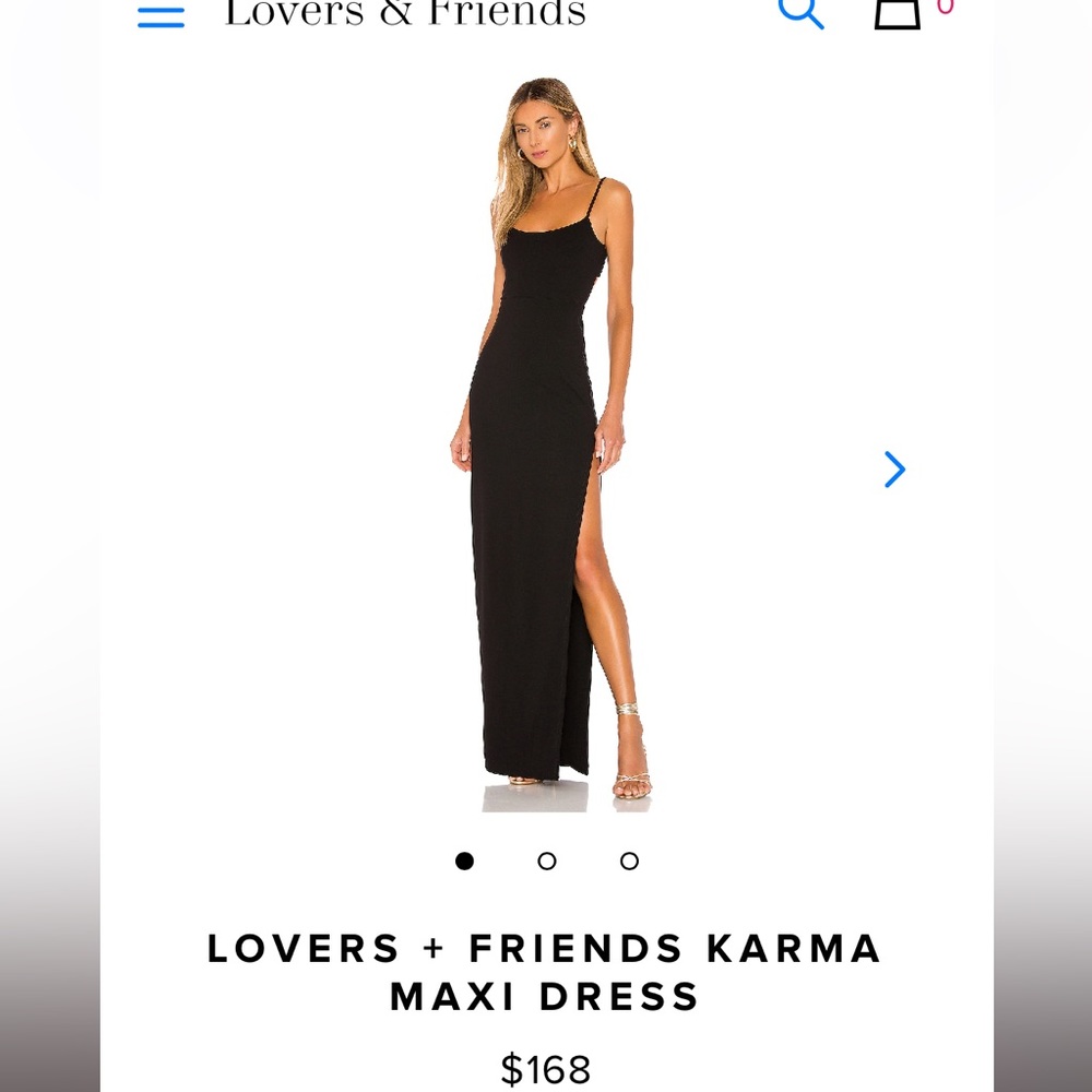 lovers + friends formal maxi dress, black, size Small